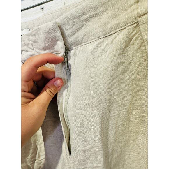 CLUB MONACO Women's Beige Linen Blend Relaxed Wide Leg Trouser Pants Size 4 - Picture 7 of 13